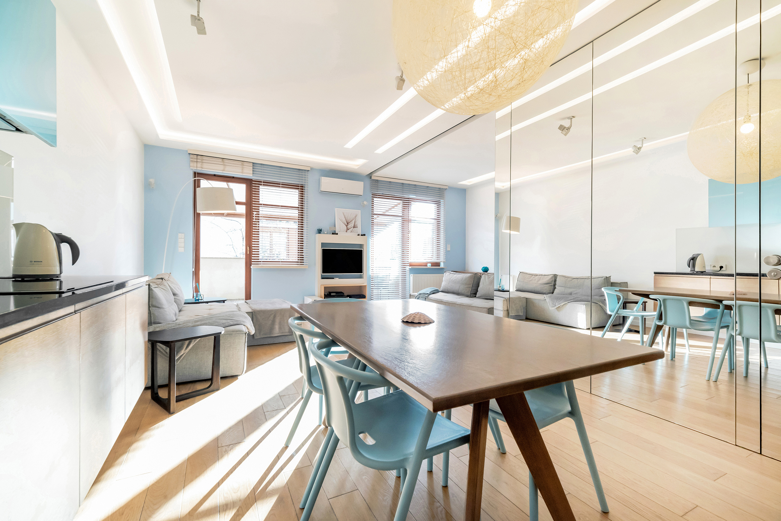 zdjęcia wnętrz apartament na wynajem jasne nowoczesne wnętrze